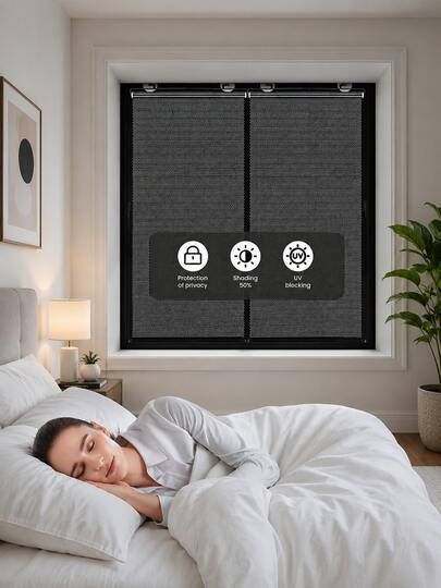 1 pieza Persiana enrollable blackout sin taladro, cortina retráctil para ventana con ventosas, pantalla de privacidad temporal desmontable, protección UV, aislamiento térmico, parasol, apta para dormitorio, sala de estar, oficina, cocina, ventana de coche, fácil instalación