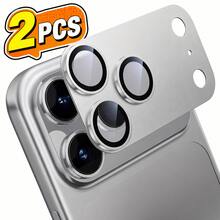 CASECOPS 2Pcs Silver Shockproof Lens Protection Film Compatible With IPhone 18 Pro/18 Pro Max/17 Pro & 17 Pro Max Lens Protector Film Full Coverage Real Machine Color Effectively Protects Camera Lens For Clearer Photos Fashionable And Stylish Birthday Gift Item - 2Pcs - View 2