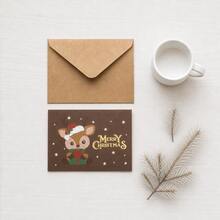 5PCS Christmas Greeting Card Set With Kraft Envelope And Sealing Sticker, 6 Cute Xmas Designs, Perfect For Holiday Wishes, Gift Giving, Family Friends Blessing, Ideal For Christmas Party, Daily Message Writing And Festival Present Decoration - Multiple Styles - View 7