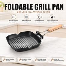 1pc Maifan Stone Non-Stick Steak Grill Pan, Square Striped Frying Pan With Wooden Handle, Oil-Saving Grilling Pan, Suitable For Steak, Meat, Fish And Home Kitchen Cooking - View 13