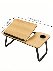 1pc Adjustable Folding Computer Table‑With Cup Slot, For Study, Dining And Office Use, 5‑Level Tilt Angle Adjustment, Sturdy And Durable, Space‑Saving, Multi‑Functional Folding Table, Suitable For Multiple Scenarios - Multiple Specifications - View 2