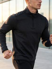 Under Armour Men's Sports T-Shirt & Tank Top UA M Sweater Fleece QZ Half-Zip Stand Collar Long Sleeve Athletic Top 6003722-001 - Black - View 1