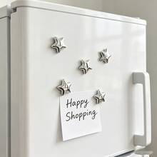 5/10pcs Silver Star Fridge Magnets, Acoustic Panel Magnetic Stickers, Kitchen Refrigerator Decoration, Fridge Door Decor, Photo Clips, Holiday Gifts - Multicolor - View 1