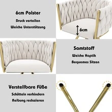 Dining Chair Beige Gold Luxury Frame - Beige - View 8