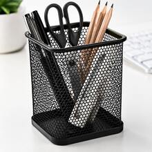 1pc 3D Printed Honeycomb Hollow Pen Holder, Plastic Creative Breathable Dust-Proof, Office Study Desktop Stationery Storage Box, Suitable For People Pursuing Minimalist Style, Solving Desktop Clutter Pain Point, Style Desktop Essential - View 2