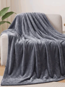 Solid Flannel Blanket, 3 Colors 4 Sizes, Soft Plush Throw For Lap Shoulder Couch Bed Gray - Dark Grey - View 1