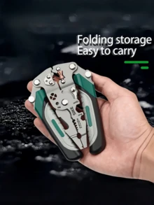 1pc Heavy Duty Foldable Electrician Wire Stripper & Crimper - Made Of High Carbon Steel, Suitable For Various Electrical Tasks, Precise Stripping And Crimping, Durable And Long-Lasting, Designed For Professional Electricians, Combines Wire Stripper And Crimper In One, Heavy Duty Industrial Wire Stripper With Crimping, Cutting And Twisting Functions - All-In-One Structure, Foldable Design, Ergonomic Grip - Suitable For Electrical, Plumbing, Electrical Work All-In-One Tool, Precise And Durable, Professional Choice - B - View 7