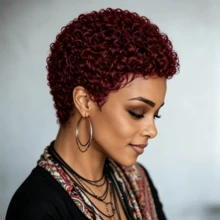 6 Inch Short Curly Wig For Women, Short Layered Machine-Made Full Head Wig, Elf-Like Curly Short Hair - Multicolor - View 10