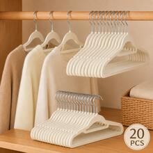 50/40/30/20/10/1pc Beige Flocked Flocked Hangers, Non-Slip No-Shoulder-Mark Hangers With 360° Metal Hook, Slim Space-Saving Closet Storage Organizer - Multicolor - View 19