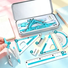 7-Piece Math Geometry Compass Set With Metal Storage Box, Precision Measurement Stationery Kit, School Supplies And Office Accessories, Suitable For School Projects And Classroom Activities, Back To School Student Essential, Ideal Gift For Saudi National Day, Halloween, Christmas - Sets - View 2