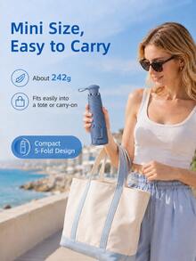 Ultra-Lightweight Compact All-Weather Umbrella UV Protection & Rainproof 2-In-1, Mini 5-Fold,Retractable Handle Design,Foldable With Storage Bag, Suitable For School, Office, Outdoor, Garden, Travel Essential - A - View 6