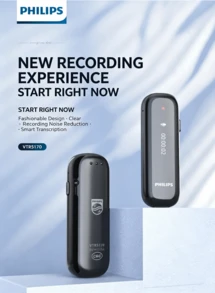 PHILIPS VTR5170 Voice Recorder HD Noise Reduction Speech-To-Text One-Key Portable Professional Noise Canceling - View 1