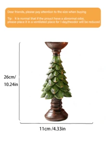1pc Resin Christmas Tree Decor, Suitable For Office Desk Or Windowsill, Resin Home Decor Accessory, Christmas Tree Shaped Candle Holder, Small Round Candle Decoration, Suitable For Theme Parties, Restaurants And Christmas Celebrations - A - View 8