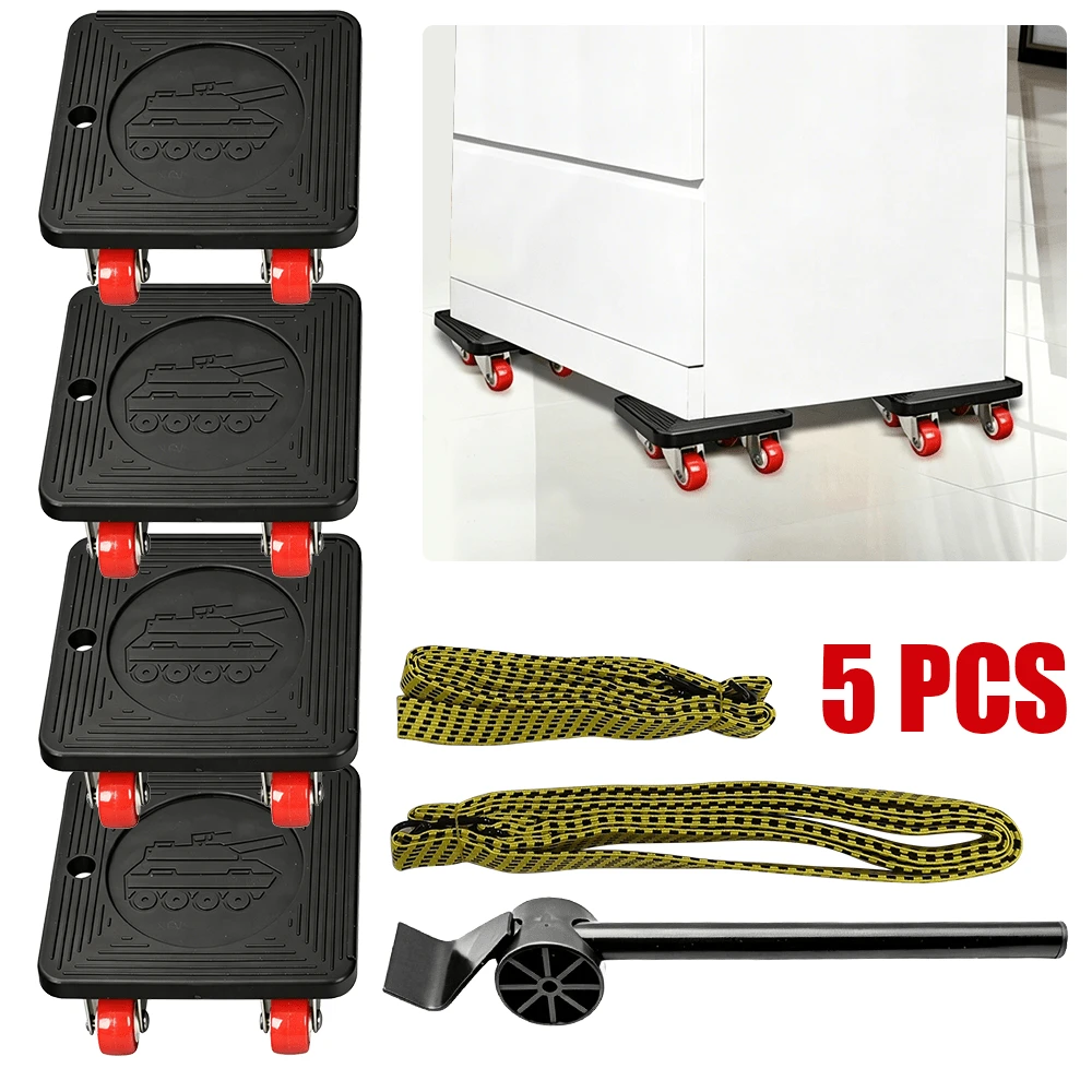 5/10pcs (1/2set) Möbel bewegen Warenkorb Set mit rutschfesten Rädern, Heavy-Duty-Lift mit einer Verlängerungsbar, für Gleitmöbel wie Schränke und Sofas konzipiert - A - Übersicht 1