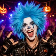 Unisex Bright Blue Big Spiky Explosion Wig, Synthetic Full Head Punk Rock Style Costume Wig, Halloween Carnival Themed Cosplay Outfit Accessory For Adults - Multicolor - View 2