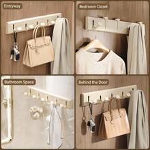 CASEGRACE 1pc Wall-Mounted Folding Coat & Hat Rack, Space Aluminum No-Drill Hidden Folding Hanging Bar, Suitable For Entryway Hat, Bag, Umbrella, Key Storage - Multicolor - View 8