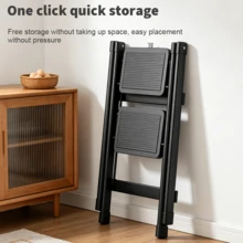Portable 2 Step Ladder Lightweight Folding Step Stool Anti Slip Pedal Heavy Duty - Black - View 6
