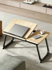 1pc Adjustable Folding Computer Table‑With Cup Slot, For Study, Dining And Office Use, 5‑Level Tilt Angle Adjustment, Sturdy And Durable, Space‑Saving, Multi‑Functional Folding Table, Suitable For Multiple Scenarios - Multiple Specifications - View 4