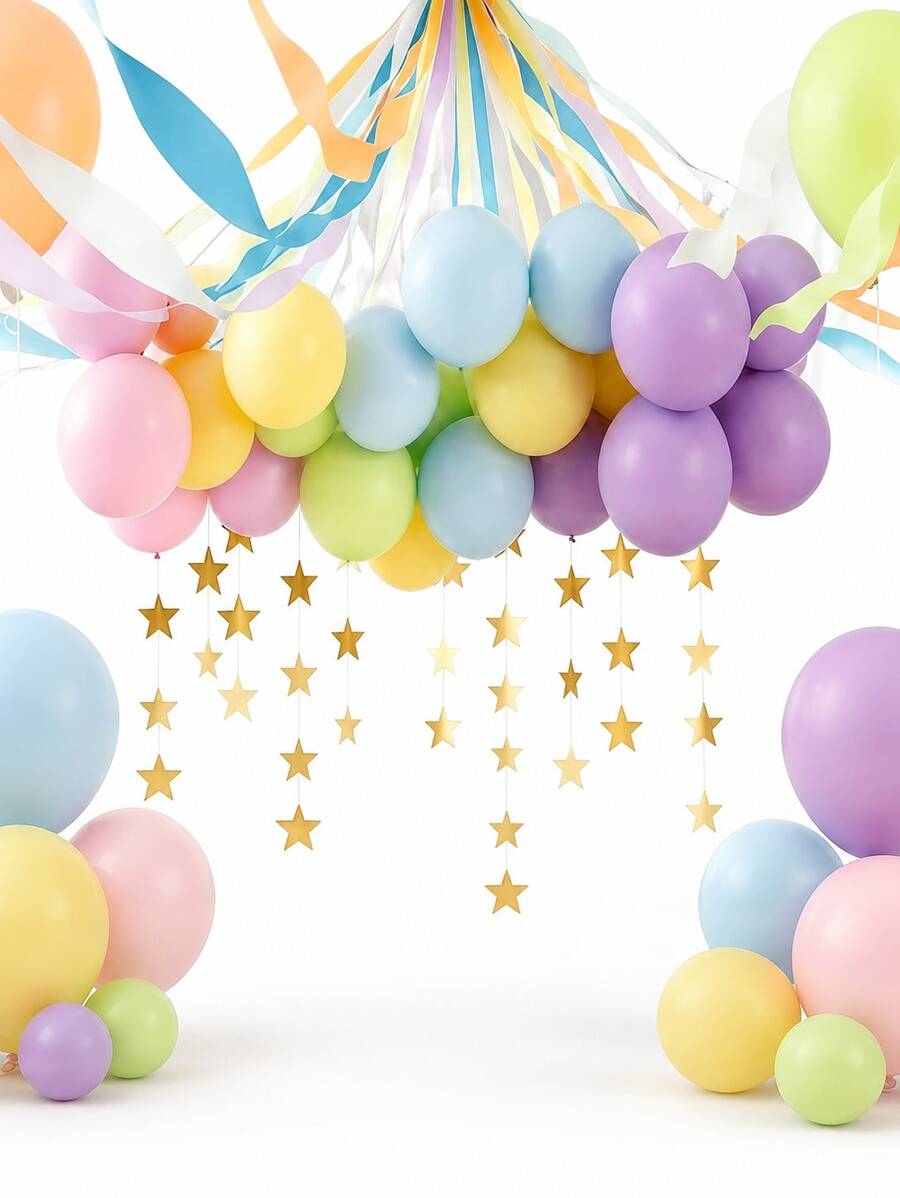 Pastel Balloons Latex Party Balloons With Pastel Streamers, Star Garland And Gold Number Balloon, Birthday Decorations For Women Girl, Multicolor Macaron Balloons For Birthday Rainbow Party Baby Shower Wedding Decorations - Birthday Decoration - 查看 1