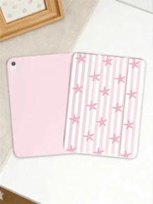 Striped Starfish Tablet Protective Case, Protective Case Compatible With IPad 7/8/9/10th/Pro 11 /11th (A16) 2025 , Galaxy Tab S6 Lite / Galaxy Tab A11+ 2025, Offers Soft Shock-Proof Protection, Supports Smart Stand/Auto Wake/Sleep Function. - Pink - View 1