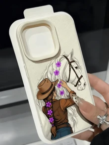 1件 白色馬個性化極簡全包覆 TPU 防震手機殼，適用於 Apple 18 17 16 15 14 13 12 11 Pro Max Air 及系列 - 彩色 - 查看 2