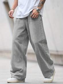 Teenager Fashion American Retro Washed Loose Fit Jeans - Light Grey - View 5
