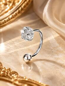 FOREVER QUEEN قطعة واحدة من الفضة الإسترليني عيار 925 حلقة حاجب منحنية عمودية لابريه مجوهرات ثقب الشفاه حجر زركوني شفاف روك سنغ أقراط 3 مم 4 مم 5 مم - أعزب - مشاهدة 4