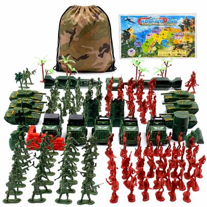 SHINDEL 310 piezas Juego de soldados militares, juguetes de soldados militares para niños, juego de soldados militares de plástico con figuras y accesorios con bolso, regalo de calcetín para niños