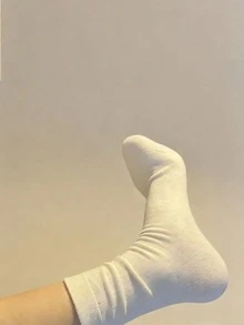 1/3/5 Pairs Pure White Loose Mid-Calf Socks - Minimalist Basic Casual Women's Socks - A - View 7