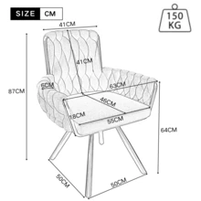 Beige Velvet Dining Chair Set Of 2 - 米色 - 查看 6