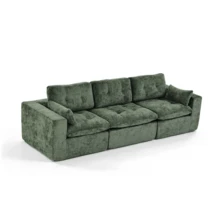 Goeurvant Affordable Chenille Sofa Comfortable Cloud Modular Sofa Freely Combinable DIY 2 To 4 Seater Sectional Sofa For Living Room,Green - 綠色 - 查看 11