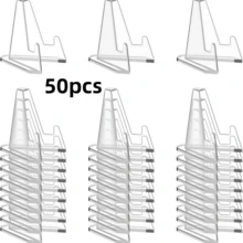 50pcs/25pcs/10pcs Multi-Purpose Transparent Display Stand, Thick Solid Backboard Triangular Stable Structure, Compact Size For Easy Placement, Suitable For Displaying Coins, Commemorative Coins, Trading Cards, Sports Cards And Other Cards - Multicolor - View 14