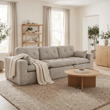 Goeurvant Modern Affordable Corner Sofa Modular Sofa Freely Combinable DIY 2 To 4 Seater Chenille Sofa Comfortable For Living Room Small Spaces,Light Grey - 淺灰色 - 查看 4