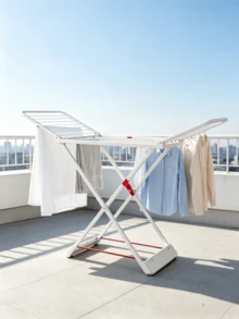 Extra-Large Capacity Clothes Drying Rack, Vertical And Foldable For Space Saving, Suitable For Balconies And Laundry Rooms With Foldable Side Wings, Sturdy And Durable; Foldable Clothes Horse, Movable Drying Rack And Clothes Hanging Rod - Multicolor - View 4