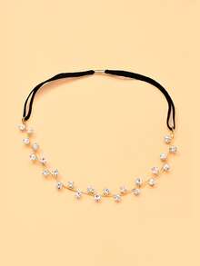 outingfit 1pc New Rhinestone Hair Chain, Fashion Shiny Crystal Bridal Headpiece Hair Accessory - Gold - View 7