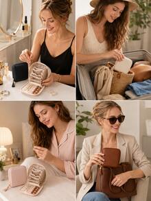 1pc Travel Jewelry Organizer Box,Multifunctional,Portable Multi-Compartment,Small Jewelry Pouch With Compartments,Earrings, Bracelets,Prevents Necklaces From Getting Tangled,Holds Jewelry.Perfect Gift For Mom, Friends, For Women's Travel - Multicolor - View 9