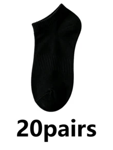 1/2/3/5/10/15/20/30/40 Pares de Meias Esportivas Masculinas Pretas e Brancas, Meias de Barco, Absorventes de Suor, Respiráveis, Tênis, Badminton, Estilo Esportivo Profissional de Corrida, Meias Curtas de Basquete Masculinas Moda Minimalista, Confortáveis, Respiráveis de Tornozelo, Cor Sólida Clássica, Minimalista, Moda, Meias Multifuncionais - Multicolorido - Visão 9