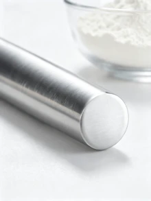 42 Cm Stainless Steel Rolling Pin With A Matt Finish, Ideal For Rolling Out Pizza Dough And Cake Batter; An Essential Kitchen Tool And A Creative Gift Idea - Silver - View 4