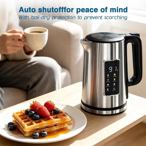 CACHOO 1.7L Touch Control Electric Kettle,304 Stainless Steel, 6 Temperature Modes, Stainless Steel Housing, Fast Boiling Hot Water Dispenser