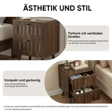 Moderner Nachttisch Im Mittelalterlichen Stil Mit Zwei Schubladen, Beine Aus Massivholz, Schlafzimmer-Nachttisch/Beistelltisch, 43,5 X 40 X 57,5 ​​Cm, Walnussfarbe,1 Stück - Brown - View 9