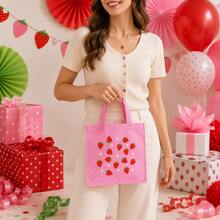 20 Pack Strawberry Party Favor Bags, 4 Designs 7.9 X 7.9 Inch Non-Woven Gift Tote Bags With Handles, Berry Sweet Bags For Birthday Party, Summer Party, Gift Wrapping - 20x20cm - View 6