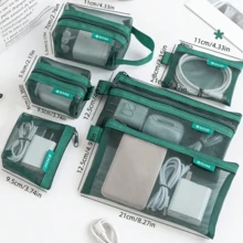 6pcs Mesh Zipper Storage Bags, Portable Travel Coin Pouches, Suitable For Data Cables, Earphones, Phone Accessories, Digital Storage, Makeup Bags, Transparent Mesh Coin & Miscellaneous Storage Bags, Back To School Supplies,Back To School - Multicolor - View 3