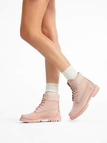 Timberland New Outdoor Casual Leather British Style Women's High-Top Martin Boots - Pink - View 2