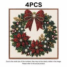 Christmas Wreath DIY Diamond Painting Craft Kit, Red Bow And Christmas Floral Pattern, Creative Diamond Art Educational Handmade Craft, Suitable For Adult-Child Interaction, Holiday Home Decor, Desktop Ornament And Christmas Gift, Exquisite Sparkling Diamond Art Gift - Multicolor - View 16