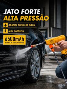 Kit Lavadora de Alta Pressão Sem Fio MTG 48V 1000W com 2 Baterias, Pistola Lava Jato Portátil Recarregável, Mangueira 5m, Maleta e Acessórios para Carros e Jardim - Amarelo - Visão 8