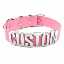 Custom Gothic Style Party PU Collar, Letter Customization, Punk Unisex Personalized Collar, Role Play, Cute, Charming, Fun, Kawaii, Fashion, Neutral, Casual, Custom, Personalized, Unique, Ideal Gift For Him, Ideal Gift For Her, Boyfriend, Girlfriend, Family, Friends, Custom Collar And Accessories, Choker Necklace - Multicolor - View 11