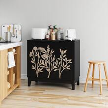 Vintage Sideboard Black 80cm - Adjustable Shelves, Decorative Sideboard With 2 Doors - 黑色 - 查看 5