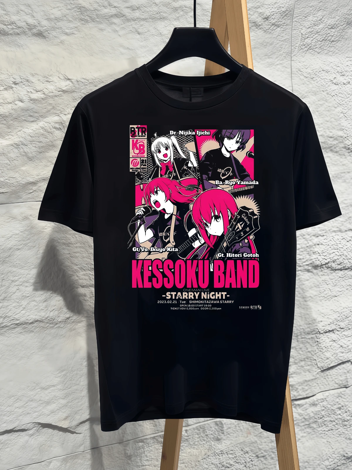 Kessoku Band Bocchi The Rock 2026 Fan Short Sleeve T‑Shirt Unisex Loose Casual Pure Cotton Tee Anime Band Graphic Fan Merch Streetwear Top - 黑色 - 查看 1