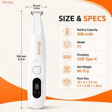 Dicway Pet Hair Trimmer and Blade, Kit Perawatan 2-in-1 dengan Lampu LED dan UV, Alat Cukur Elektrik untuk Anjing dan Kucing - View 3