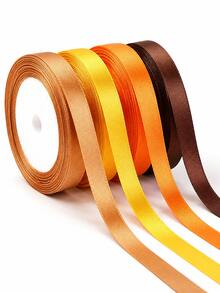 4 Rolls Autumn Silk Ribbon Set, 100 Yards Total, 10mm Wide, Orange-Brown Polyester Material, Suitable For Halloween Gift Wrapping, DIY Crafts, Party Decoration And More. - Brown and Yellow Tones - View 5